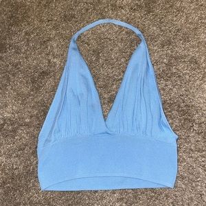 baby blue plunge top